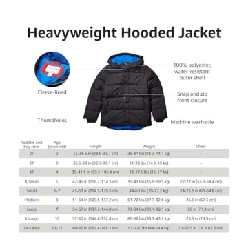 Amazon Essentials Toddler Boys' Heavyweight Hooded Puffer Jacket, Navy, 4T