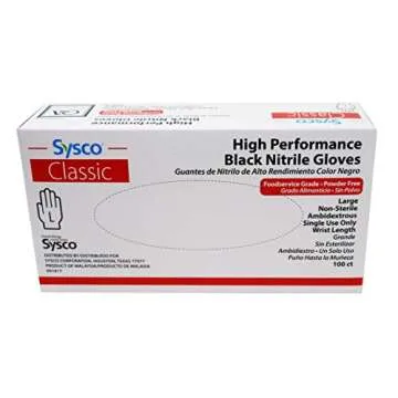 Sysco Nitrile High Performance Gloves, Powder Free, Food Grade, Disposable (100 Gloves Pack) (Large ...
