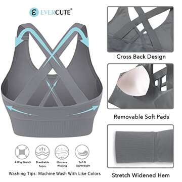 Evercute Sports Bra for Women Padded Medium Support Criss Cross Strappy Bras Seamless High Impact Yoga Exercise Athletic Bras