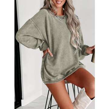 SELINK Womens Oversized Corduroy Sweatshirt - Comfortable Style