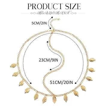 Jovono Boho Hair Chain Gold Leaf Head Chain Headpiece Tassel Greek Costume Hair Accessories for Women and Girls