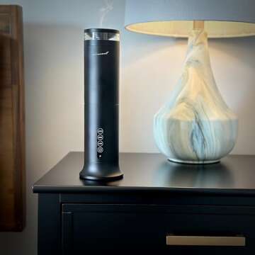 The AirScent Wireless Essential Oil Diffuser - Waterless Diffuser for Aromatherapy Oils - 100mL Capacity - 1000 Sq Ft Coverage - Smokey Black Aromatherapy Oil Diffuser for Homes, Offices & Hotels