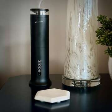 The AirScent Wireless Essential Oil Diffuser - Waterless Diffuser for Aromatherapy Oils - 100mL Capacity - 1000 Sq Ft Coverage - Smokey Black Aromatherapy Oil Diffuser for Homes, Offices & Hotels