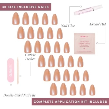 Glamnetic Press On Nails - Beautiful Nude Brown Kit