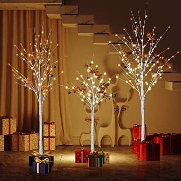 AWQM Lighted Birch Trees Set with 200 LED Lights