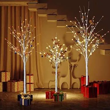 AWQM Lighted Birch Trees Set with 200 LED Lights