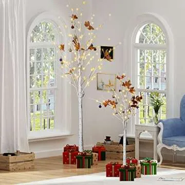 AWQM Lighted Birch Trees Set with 200 LED Lights