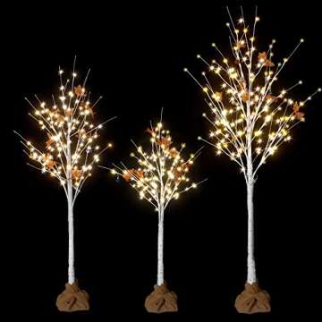 AWQM Lighted Birch Trees Set with 200 LED Lights