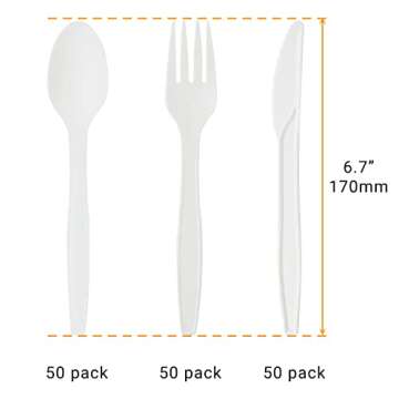 Belinlen 260 Pack Compostable Cutlery Set Plastic Knives Plastic Forks Plastic Spoons Plastic Utensils Eco-Friendly GO GREEN 7" Disposable Cutlery Set (100 Forks, 100 Spoons, 60 Knives)