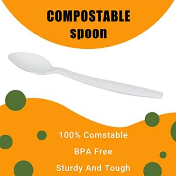 Belinlen 260 Pack Compostable Cutlery Set Plastic Knives Plastic Forks Plastic Spoons Plastic Utensils Eco-Friendly GO GREEN 7" Disposable Cutlery Set (100 Forks, 100 Spoons, 60 Knives)