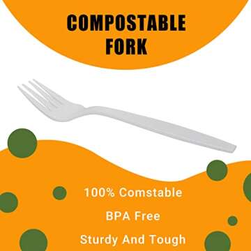 Belinlen 260 Pack Compostable Cutlery Set Plastic Knives Plastic Forks Plastic Spoons Plastic Utensils Eco-Friendly GO GREEN 7" Disposable Cutlery Set (100 Forks, 100 Spoons, 60 Knives)