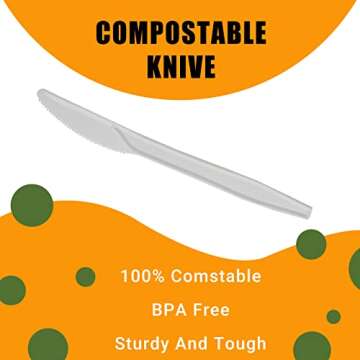 Belinlen 260 Pack Compostable Cutlery Set Plastic Knives Plastic Forks Plastic Spoons Plastic Utensils Eco-Friendly GO GREEN 7" Disposable Cutlery Set (100 Forks, 100 Spoons, 60 Knives)