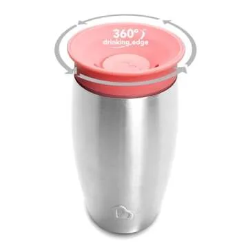 Munchkin Sippy Cup for Toddlers, Miracle 360 Stainless Steel, 10 Ounce, Pink