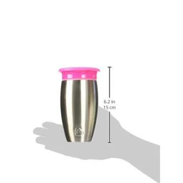 Munchkin Sippy Cup for Toddlers, Miracle 360 Stainless Steel, 10 Ounce, Pink