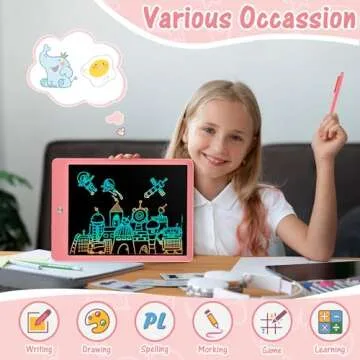EooCoo Toys for Ages 1-3 Girls,10 Inch LCD Writing Tablets for Kids, Doodle Board Drawing Pad Toy, No Mess Coloring Books for Toddlers, Travel Girls Gifts, Learning Toys for 2-4 Years Old