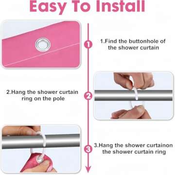 AUCAN Romantic Pink Shower Curtain with Hooks - 72x72 Inches