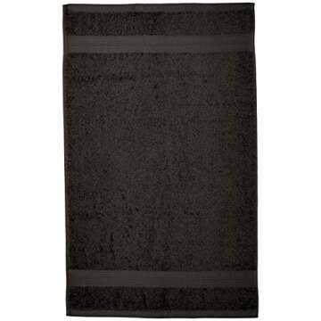 Amazon Basics - 6 Piece Fade Resistant Hand Towel, 100% Cotton, Black, 26'' x 16''