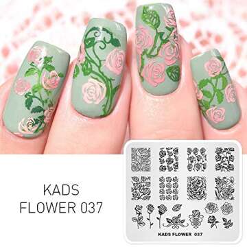 KADS Nail Stamping Plate Flower Template Image Design Plates for Nail Art Decoration and DIY Nail Ar...