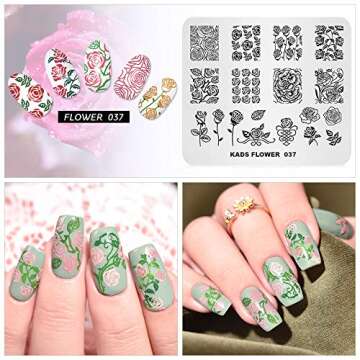 KADS Nail Stamping Plate Flower Template Image Design Plates for Nail Art Decoration and DIY Nail Art (FL037)
