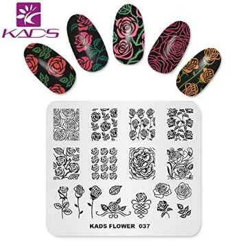 KADS Nail Stamping Plate Flower Template Image Design Plates for Nail Art Decoration and DIY Nail Art (FL037)