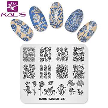 KADS Nail Stamping Plate Flower Template Image Design Plates for Nail Art Decoration and DIY Nail Art (FL037)