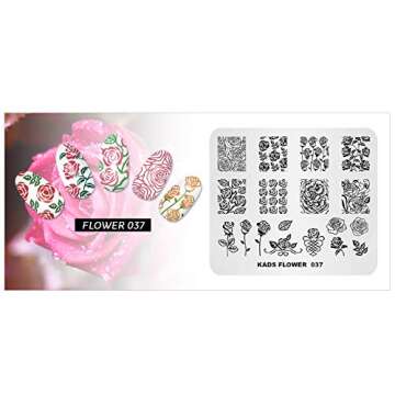 KADS Nail Stamping Plate Flower Template Image Design Plates for Nail Art Decoration and DIY Nail Art (FL037)