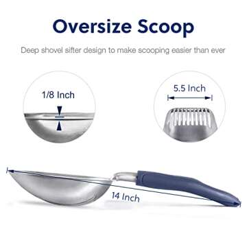 WePet Cat Litter Scoop, Aluminum Alloy Sifter, Kitty Metal Scooper, Deep Shovel, Long Handle, Poop S...