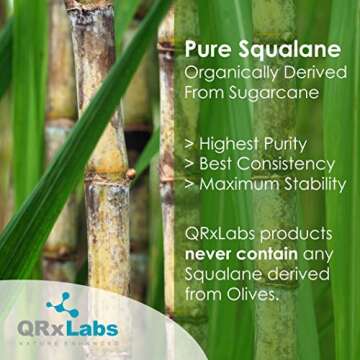 QRxLabs Pure Plant-Based Squalane Oil with Vitamin E - Organic & Cruelty-Free