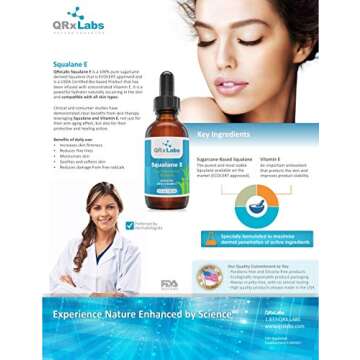 QRxLabs Organic Squalane Oil with Vitamin E for Glowing Skin