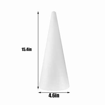 FFchuanhe 4-Pack Craft Foam Cones(4.6X15.4in), Polystyrene Cone Shaped Foam, Foam Tree Cones, for Ar...