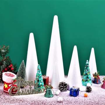 FFchuanhe 4-Pack Craft Foam Cones(4.6X15.4in), Polystyrene Cone Shaped Foam, Foam Tree Cones, for Arts and Crafts, Christmas, School, Wedding, Birthday, DIY Home Craft Project. White