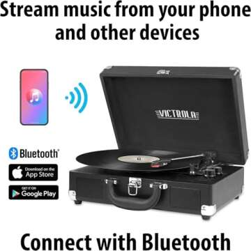 Victrola Journey+ Bluetooth Suitcase Record Player, Black (VSC-400SB-BLK-SDF)