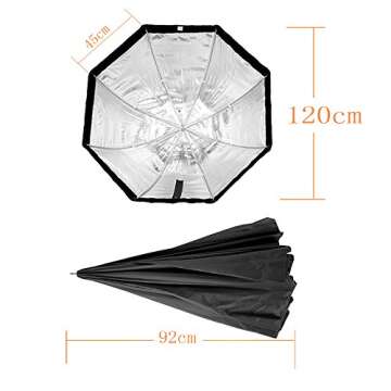 Godox 120cm / 47.2in Portable Octagon Softbox Umbrella Brolly Reflector for Speedlight Flash