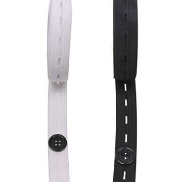 Versatile 2 Colors Elastic Sewing Bands with Buttons 11 Yards