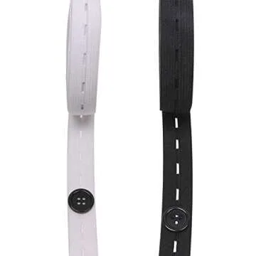 Versatile 2 Colors Elastic Sewing Bands with Buttons 11 Yards