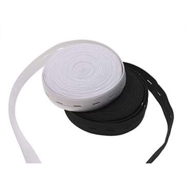 Versatile 2 Colors Elastic Sewing Bands with Buttons 11 Yards