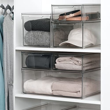 mDesign Clear Closet Organizer Bin for Shoes and Clothes