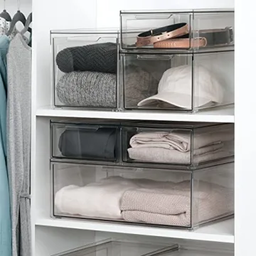 mDesign Clear Closet Organizer Bin for Shoes and Clothes