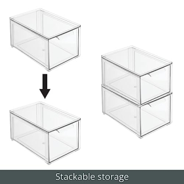 mDesign Clear Closet Organizer Bin for Shoes and Clothes
