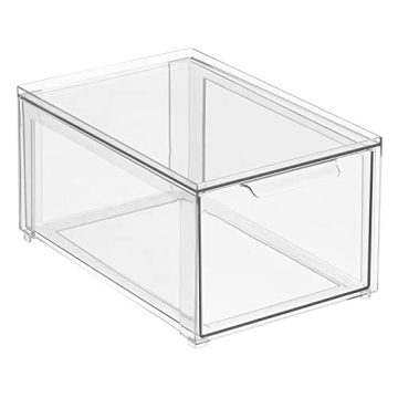 mDesign Clear Closet Organizer Bin for Shoes and Clothes