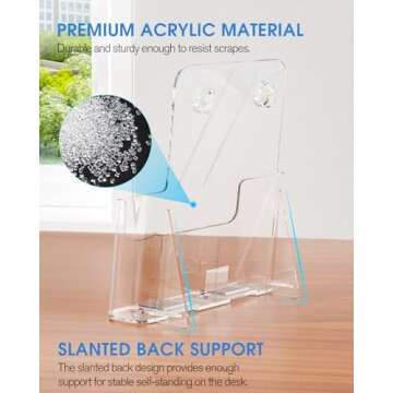 KTRIO Acrylic Brochure Holder 8.5 x 11 inch - 2 Pack Display for Flyers, Pamphlets, and Brochures
