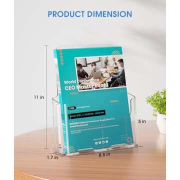 KTRIO Acrylic Brochure Holder - Clear Literature Display Stands