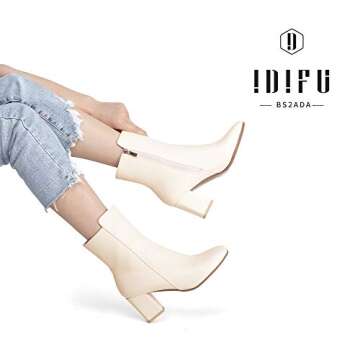 IDIFU Women's Ada Fashion Square Toe Ankle Boots Low Block Heel Short Boots Side Zipper Booties Shoe...