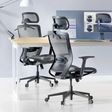 FLEXISPOT Ergonomic Office Chair, High Back Mesh Computer Chair, Comfy Home Office Desk Chairs with Lumbar Support Tilt Function 3D Headrest 2D Armrest, Heavy Duty Executive Office Chair OC3 Mesh Gray