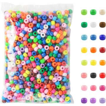 Simetufy 1200 Pcs Pony Beads for DIY Crafts