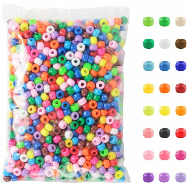 Simetufy 1200 Pcs Pony Beads for DIY Crafts