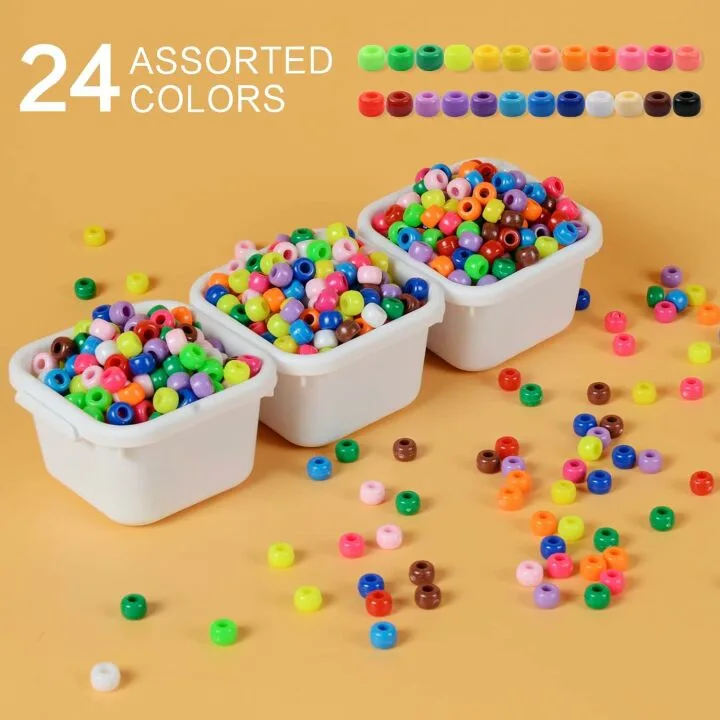 Simetufy 1200 Pcs Pony Beads for DIY Crafts
