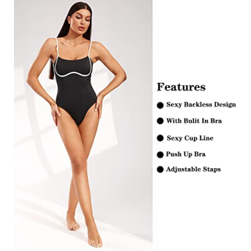 Move With You Women's Sexy Backless Swimsuit with Tummy Control