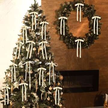 Glitinsel 24 Pcs Velvet Ribbon Bows Twist Tie Coquette Bows for Bachelorette Bridal Shower Coquette Birthday Party Christmas Tree Wreath Decoration Supplies