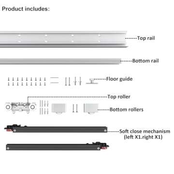 DIYHD 42" Concealed Sliding Barn Door Hardware with Soft Close Mechanism,No Floor Track,Fit Openning...